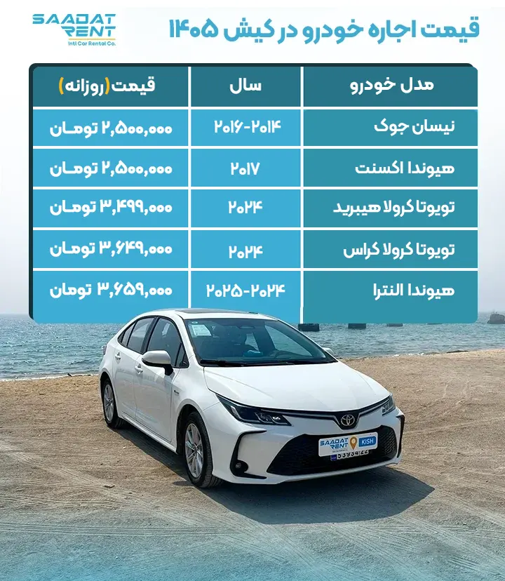 اجاره ماشین در کیش اجاره خودرو در کیش