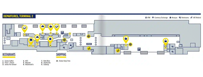 نقشه ترمینال 2 فرودگاه دبی