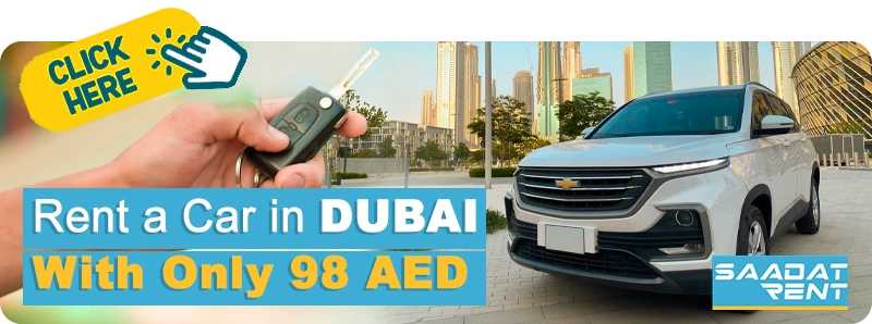 car rental in dubai with 98 AED