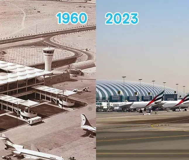 Dubai Airport in 1960 vs. now