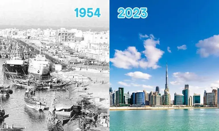 Dubai Waterfront in 1954 vs. now