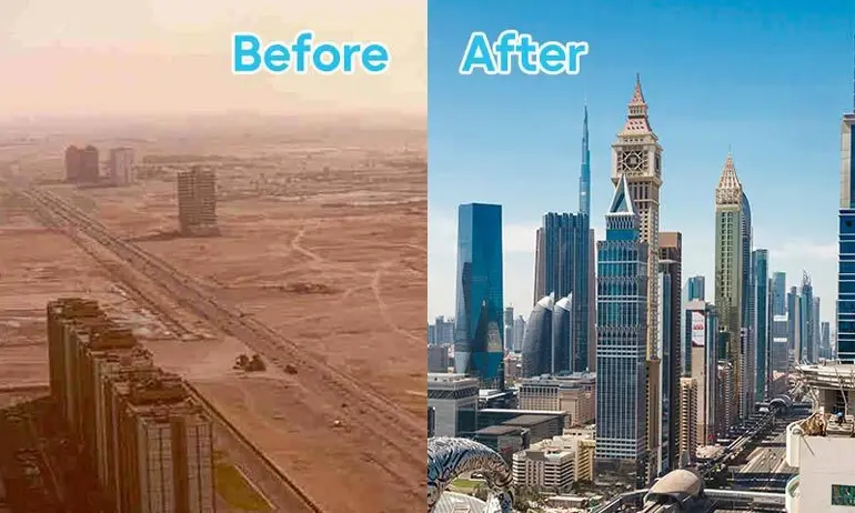 Sheikh Zayed Road in 1990 now