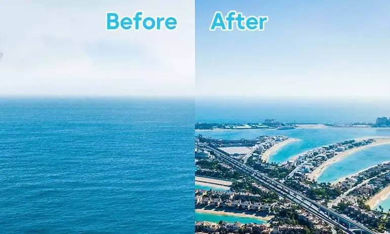 The Palm Dubai before and after